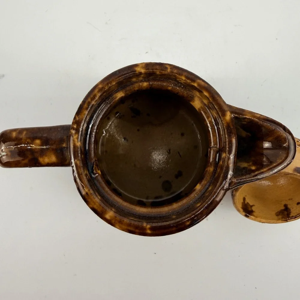 Antique Bennington Rockingham Glaze Individual Coffee Pot with Lid Brown